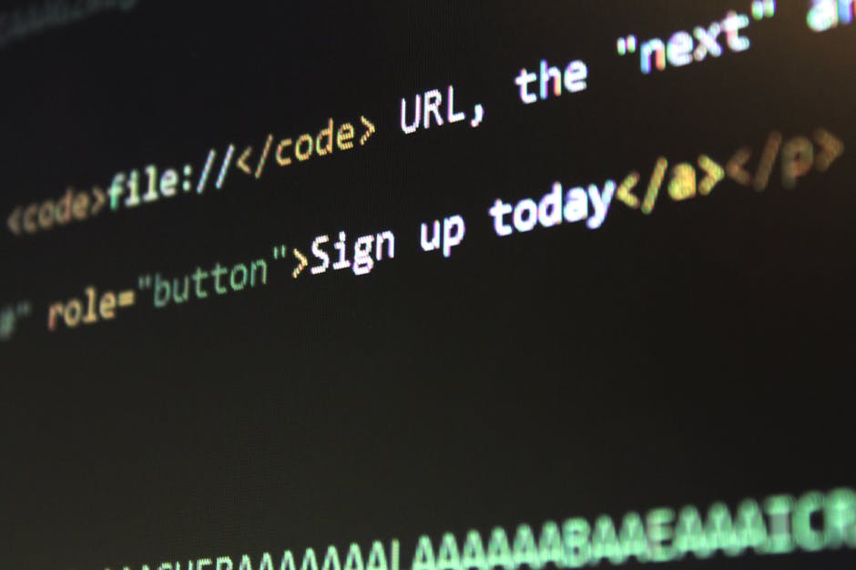 A close-up view of a computer screen displaying lines of code in a code editor, with syntax highlighting in various colors including blue, orange, and white. The code appears to involve CSS styling, w